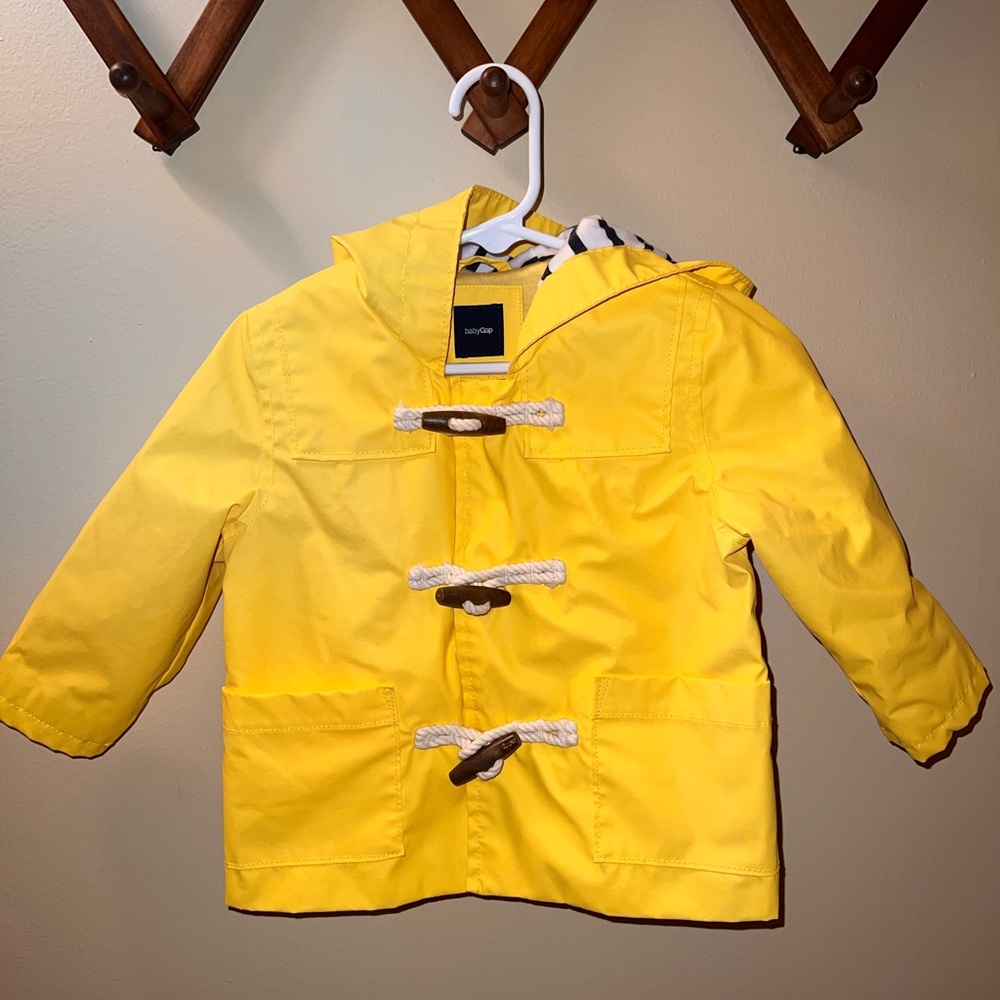 Baby Gap yellow toggle rain coat